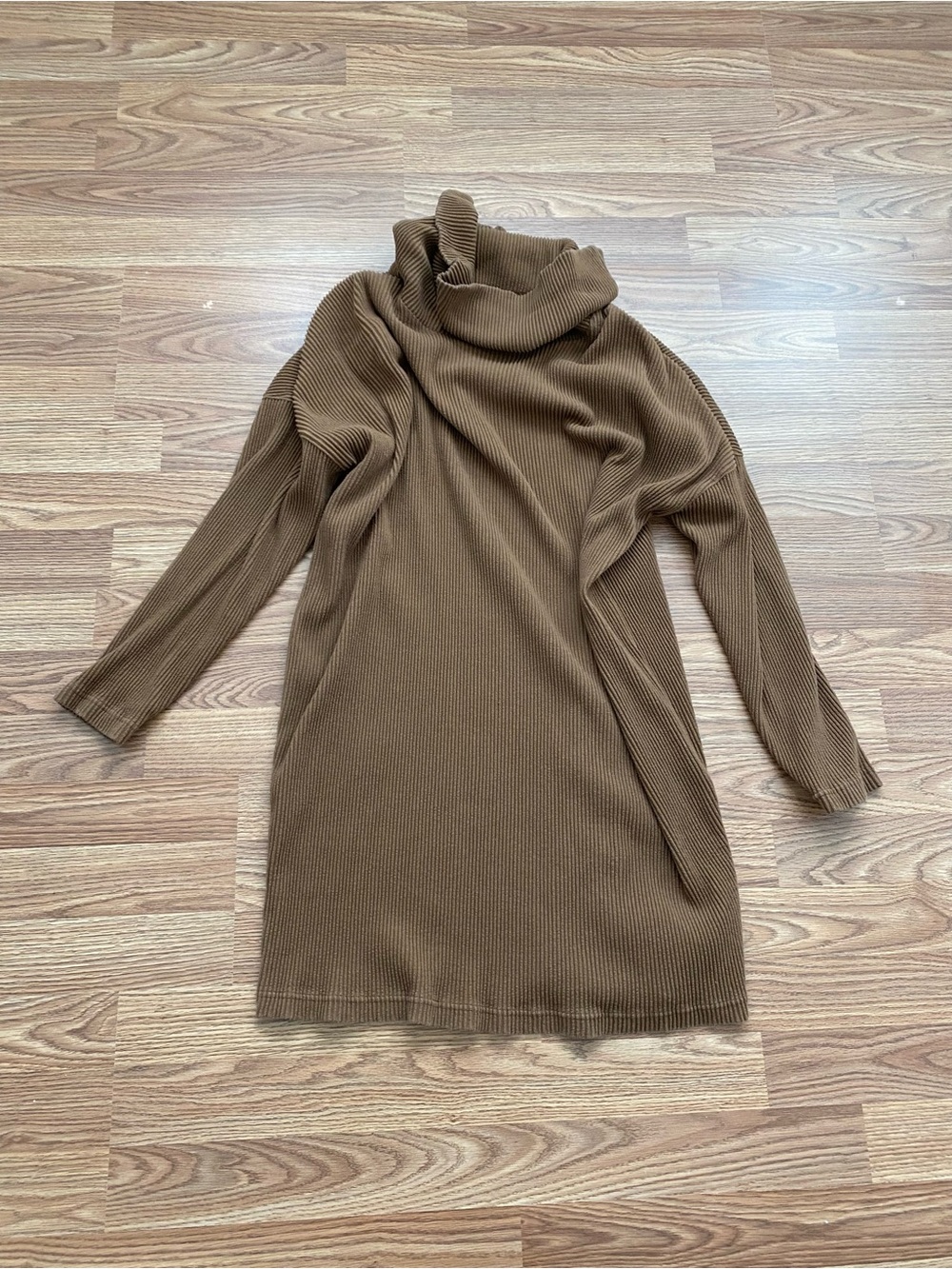 GAP Ribbed Cowl Neck Sweater Dress in Brown